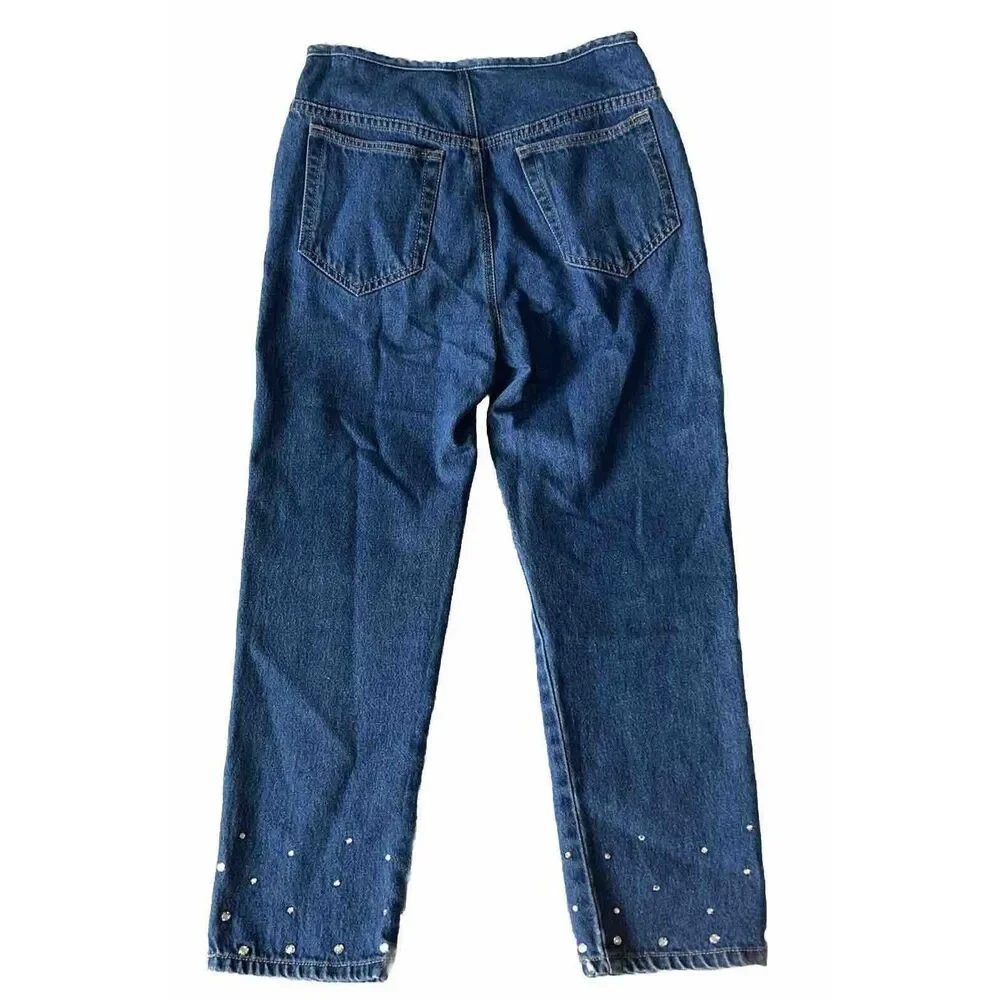 Liz Claiborne Lizwear Vintage 90s Womens 4 Denim Mom Jeans Rhinestones High Rise - Picture 2 of 15